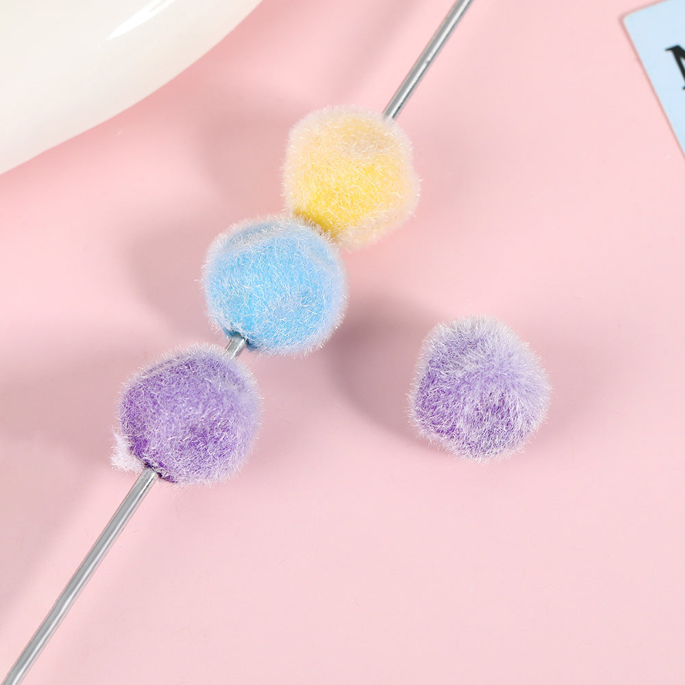 Wholesale 50pcs Plush Fig Beaded Jewelry Accessories Colorful Loose Beads Long Hair Mobile Phone Chain Pendant Material